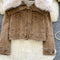 Vintage Furry Collar Denim Jacket