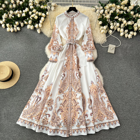 Courtly Floral Printed Draped Dress
