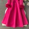 Furry Cuff Patchwork Rose Red Dress