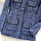 Premium Round Collar Tweed Blue Blazer