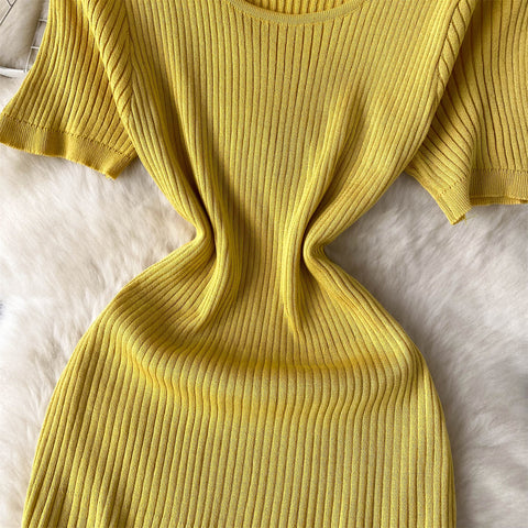 High-end Mesh Patchwork Knitted Dress