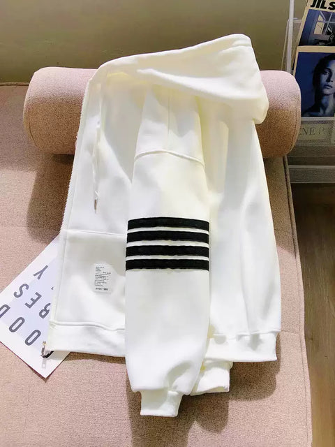 Oversized Zipped Fleece Hooded Sweatshirt