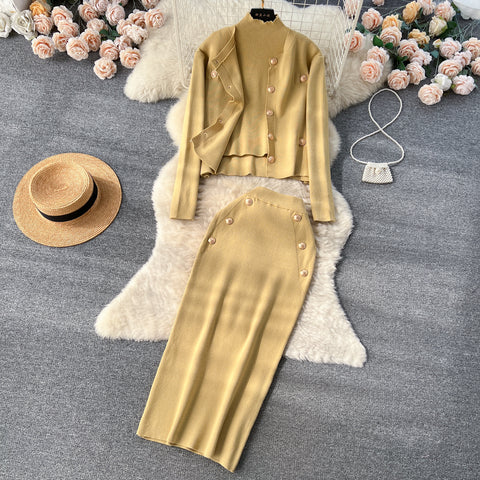 Cardigan&Vest&Hip-wrapping Skirt 3Pcs