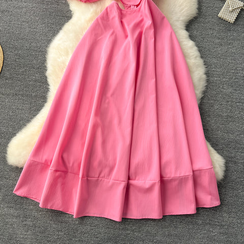 3D Floral One-shoulder Hollowed Dress