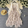 Sunscreen Cardigan&Floral Slip Dress 2Pcs