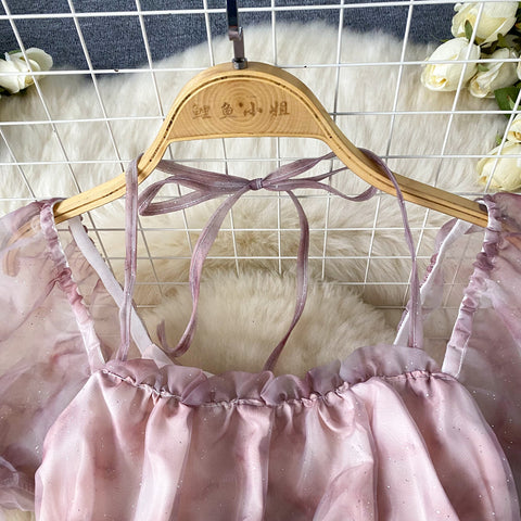 Fairy Tie-dye Puffy Mesh Dress