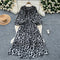 Vintage Leopard Printed Flared Dress