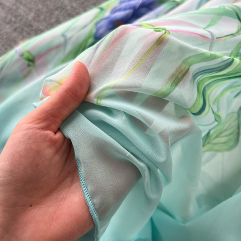 Off-shoulder Ruffled Floral Chiffon Dress