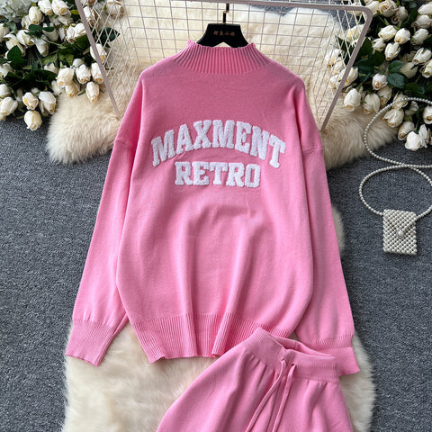 Monogrammed Sweater&Trousers Casual 2Pcs