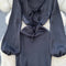 Jacquard Satin Fishtail Black Dress