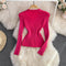 Cross V-neck Solid Color Knitwear