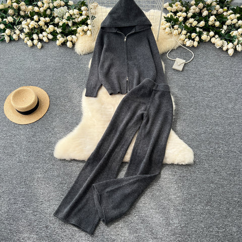 Knitted Hoodie&Trousers Casual 2Pcs