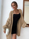 Fashion Striped Thermal Openwork Cardigan