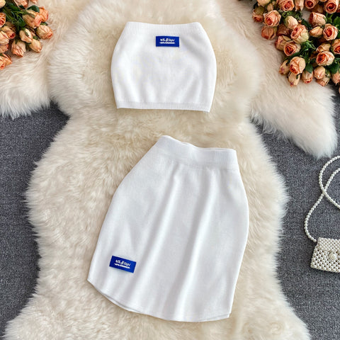 Tube Top&Skirt Chic Knitted 2Pcs