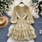 French Style V-neck Lace Puffy Dress