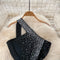 One-shoulder Sequined Black Party Dress