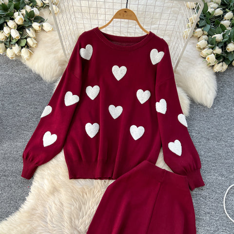 Embroidered Sweater & Trousers Knit 2Pcs