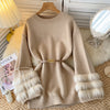 Furry Cuff Sweater with Waistband