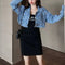 Denim Jacket&Slip Dress 2Pcs