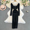 Square Neckline Rhinestone Backless Dress