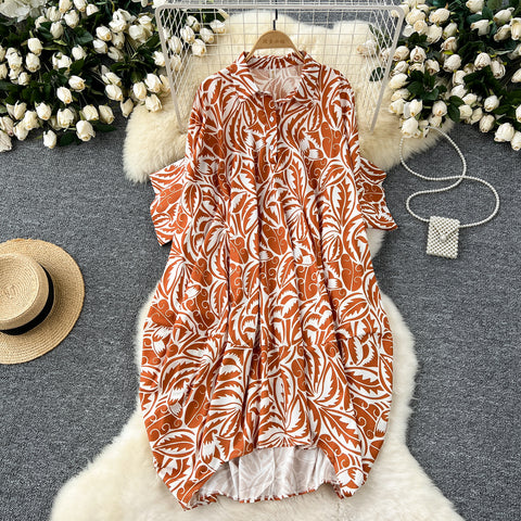 Oversized Floral Printed Shirt Dress