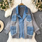 Thermal Denim Knitted Patchwork Jacket