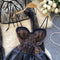 Embroidered Lace Black Puffy Dress