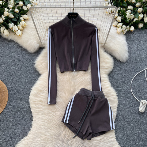 Zipped Jacket&Shorts Striped 2Pcs