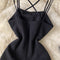 Simple Design Split Black Slip Dress