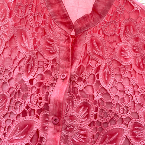 Premium Hollowed Embroidery Lace Shirt