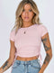 Midriff-baring Drawstring Short Top