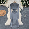 V-neck Stretchy Bodycon Knitted Dress