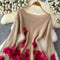 3d Rose Decorated Khaki Sweater