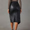 Knotted PU High-cut Split Skirt