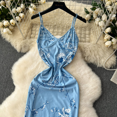 Elegant Printed Slim-fit Slip Dress