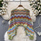 Colorful Wave Striped Crochet Knitwear