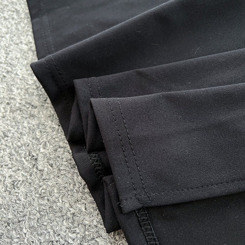 High-end Ruffled Neckline Black Dress