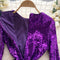 Crew Neck Purple Sequined Dress