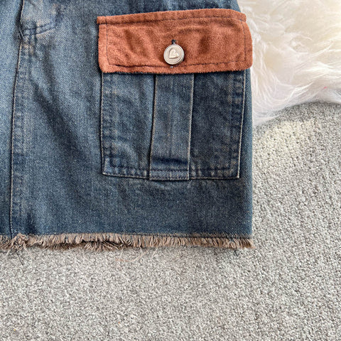 Chic Jacket&Skirt Denim 2Pcs Set