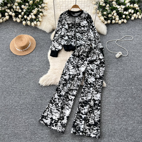 Glossy Sweatshirt&Trousers Casual 2Pcs