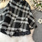 Plaid Black&White Tweed Cape Coat