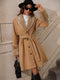 Lace-up Lapeled Tweed Trench Coat