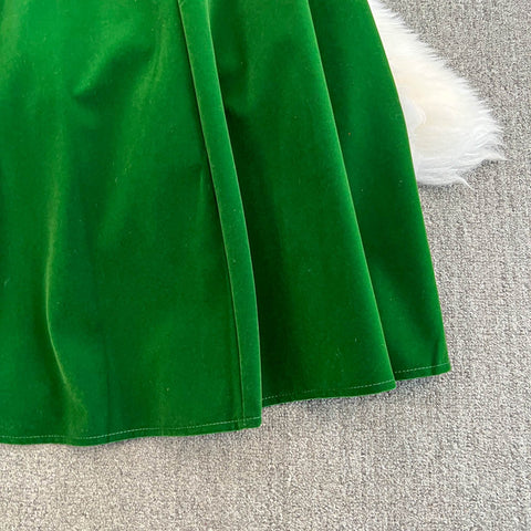 Suede Slip Dress&Black Sweater 2Pcs