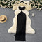 High-end Hollowed Black Slip Dress