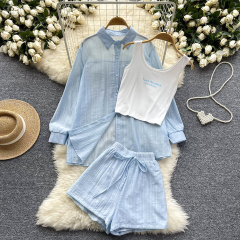 Shirt&Camisole&Shorts Sportswear 3Pcs