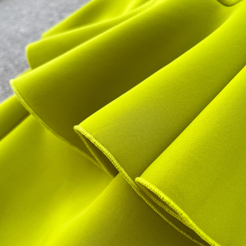 V-neck 3D Ruffled Green Dress