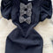 Vintage Bow Hollowed Black Dress