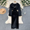 Beaded Velvet Dress&Furry Shawl 2Pcs