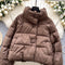 Stand Collar Zipped Puffy Jacket