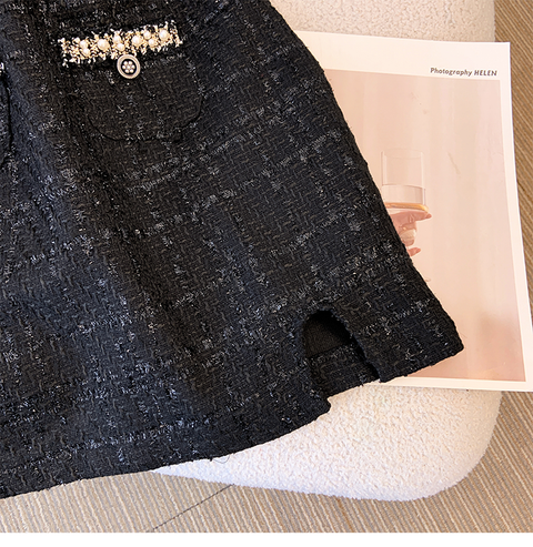 Beaded Cardigan&Slip Dress Tweed 2Pcs